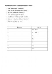 English Worksheet: Exercise with Past Simple tense