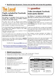 Facebook misuses - students problems - news articles