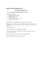 English Worksheet: Intermediate ESL Introductory Activities