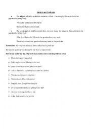 English Worksheet: Subjects and Predicates