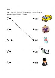 English Worksheet: Words Ending in -an