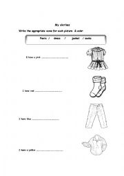 English Worksheet: My clothes