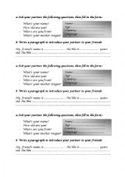 English Worksheet: a form