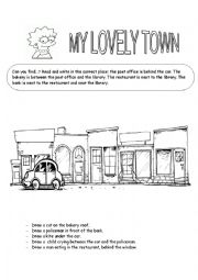 English Worksheet: My lovely town