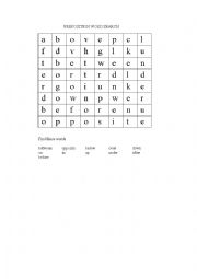 English Worksheet: preposition  wordsearch