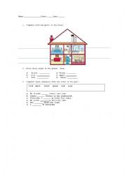 English Worksheet: House vocabulary and past simple