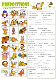verbs  + Preposition with Garfield