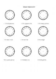 English Worksheet: tellling time