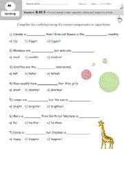 English Worksheet: Adjectives