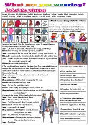 Clothes (What are you wearing?) - ESL worksheet by 1990rozman