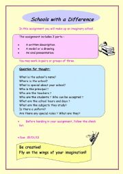 English Worksheet: School with a difference