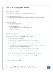 English Worksheet: TOEFL Listening: Comprehension Questions for a TED lecture on human psychology
