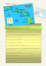 Quiz on Hawaii. Pupils solve it from out of the map.