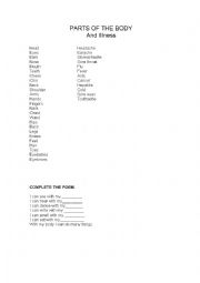 English Worksheet: Parts of the Body and Illness