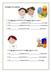 English Worksheet: POSSESSION (  HAVE GOT / HAS GOT  )