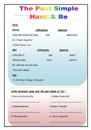 English Worksheet: The past of Have & Be
