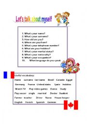 English Worksheet: Introducing myself