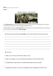 English Worksheet: Walking dead, season 1, episode 1