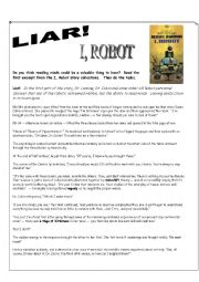English Worksheet: I Robot DVD Fiction Reading Exercise