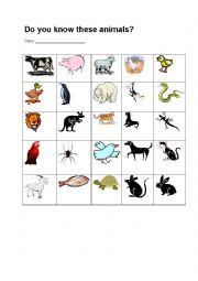 English Worksheet: Do you know these animals?