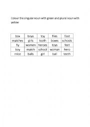 English Worksheet: Distinguish singular and plural noun