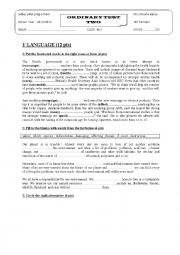 English Worksheet: ordinary test 2 9th form (pilot prep school)