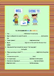 English Worksheet: WILL vs BE GOING TO