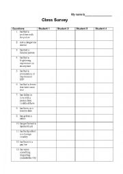 English Worksheet: Present Perfect class survey