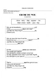 English Worksheet: song: close to you (Carpenters)