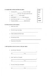 English Worksheet: Simple Past worksheet