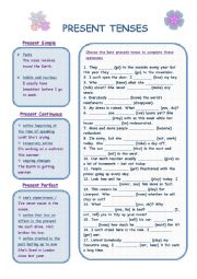 English Worksheet: Present tenses