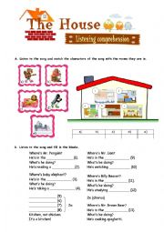 English Worksheet: The house - listening comprehension