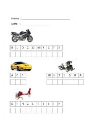 English Worksheet: Transportation