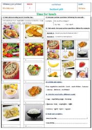 English Worksheet: Time for lunch part 1