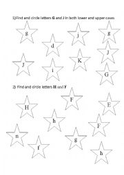 English Worksheet: Find and circle letters from A to N