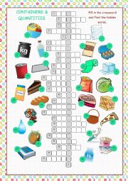 Containers and Quantities Crossword Puzzle