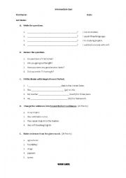 English Worksheet: Intermediate level Quiz