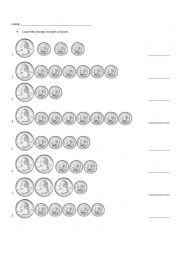 English Worksheet: Money Quarters and Dimes