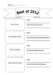 English Worksheet: Best of 2012