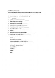 English Worksheet: FCE Spelling Quiz 