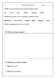 English Worksheet: Travel & Vacations           