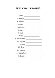 English Worksheet: Family Vocabulary