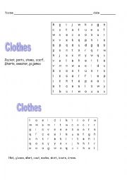 English Worksheet: CLOTHES