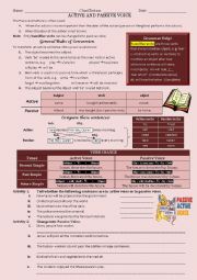 English Worksheet: Active and passive voice (Present, Past and Future  Simple Tense)