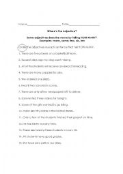 English Worksheet: Adjectives that tell how many