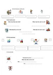 English Worksheet: englistest for beginers about jobs