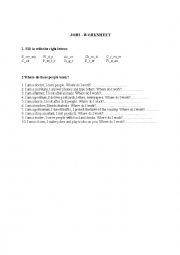 English Worksheet: JOBS - Worksheet