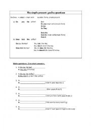 English Worksheet: The Present Simple Yes-No questions