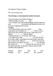 English Worksheet: Th Speech of William Wallace - Fill in the gaps
