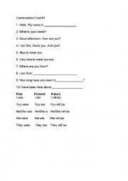 English Worksheet: Conversation Starter and Quiz Card#1